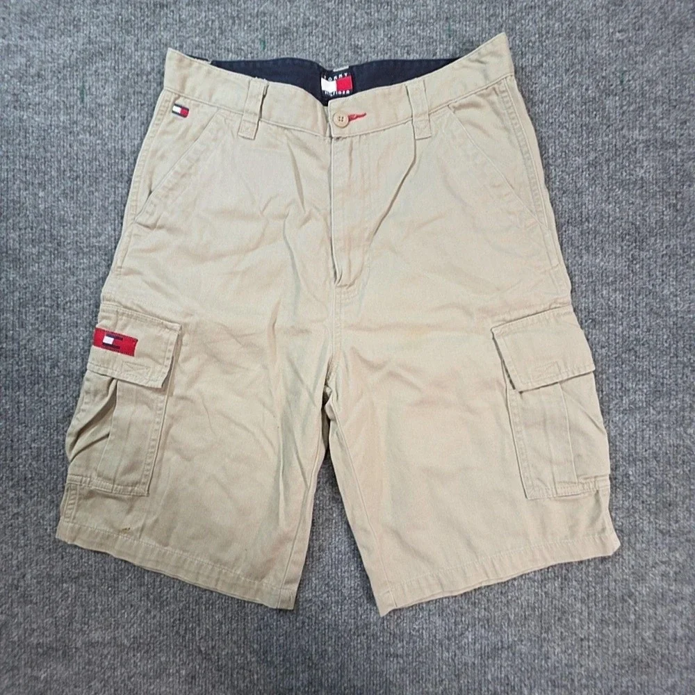 Tommy Hilfiger Cargo Shorts Boys 16 Beige Twill Relaxed Pockets Casual Summer